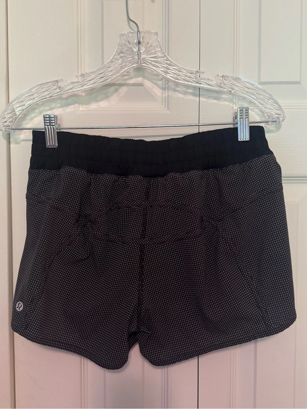 Lululemon Black Microdot Shorts, Perfect Condition, Drawstring Zip Pocket size 8